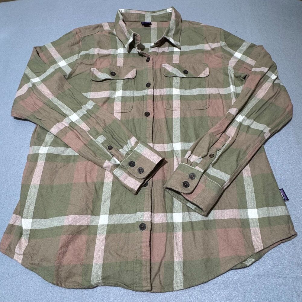 Patagonia Midweight Fjord Flannel Shirt Womens Large Plaid Organic Cotton 42405